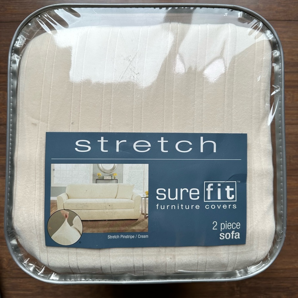 Surefit stretch pinstripe 2 piece sofa cover